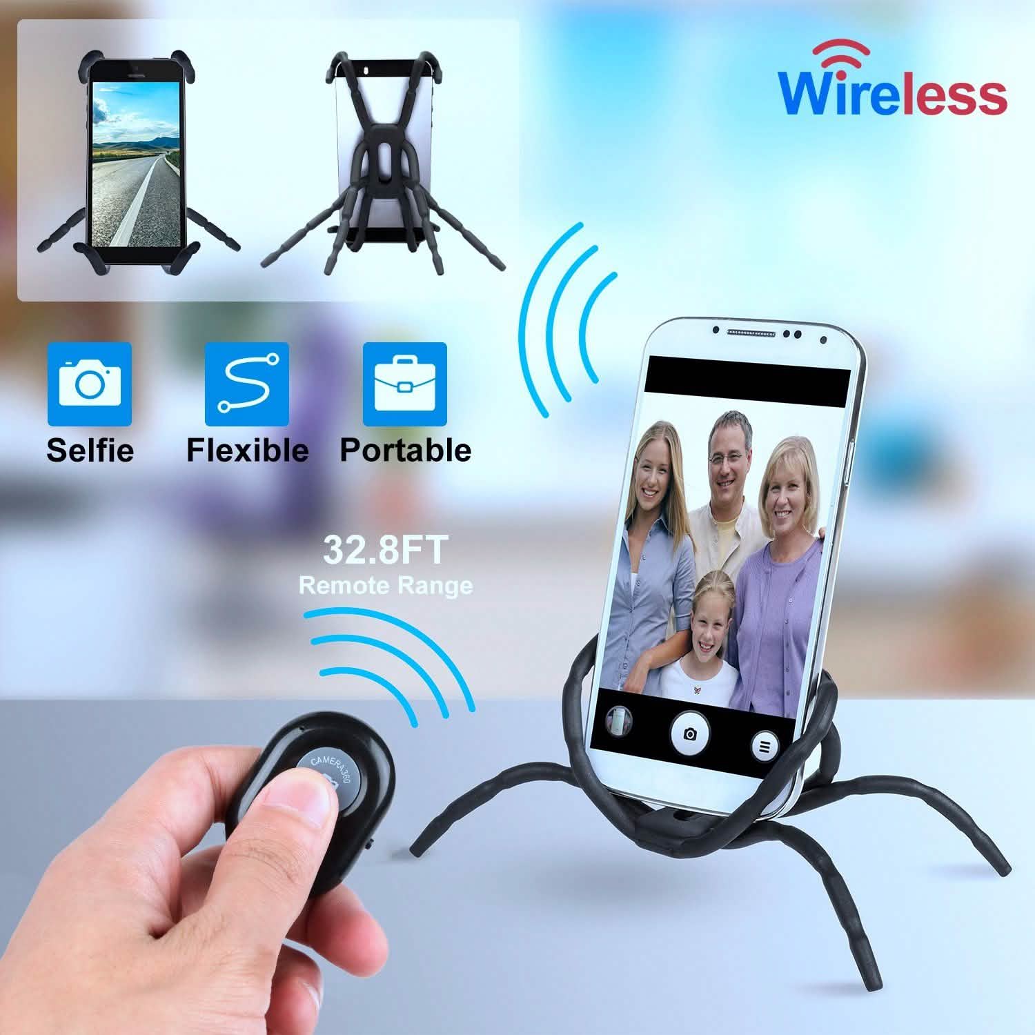 Flexible Spider Phone Stand Remote Cradle Mobile Accessories - Tophatter Daily Deals