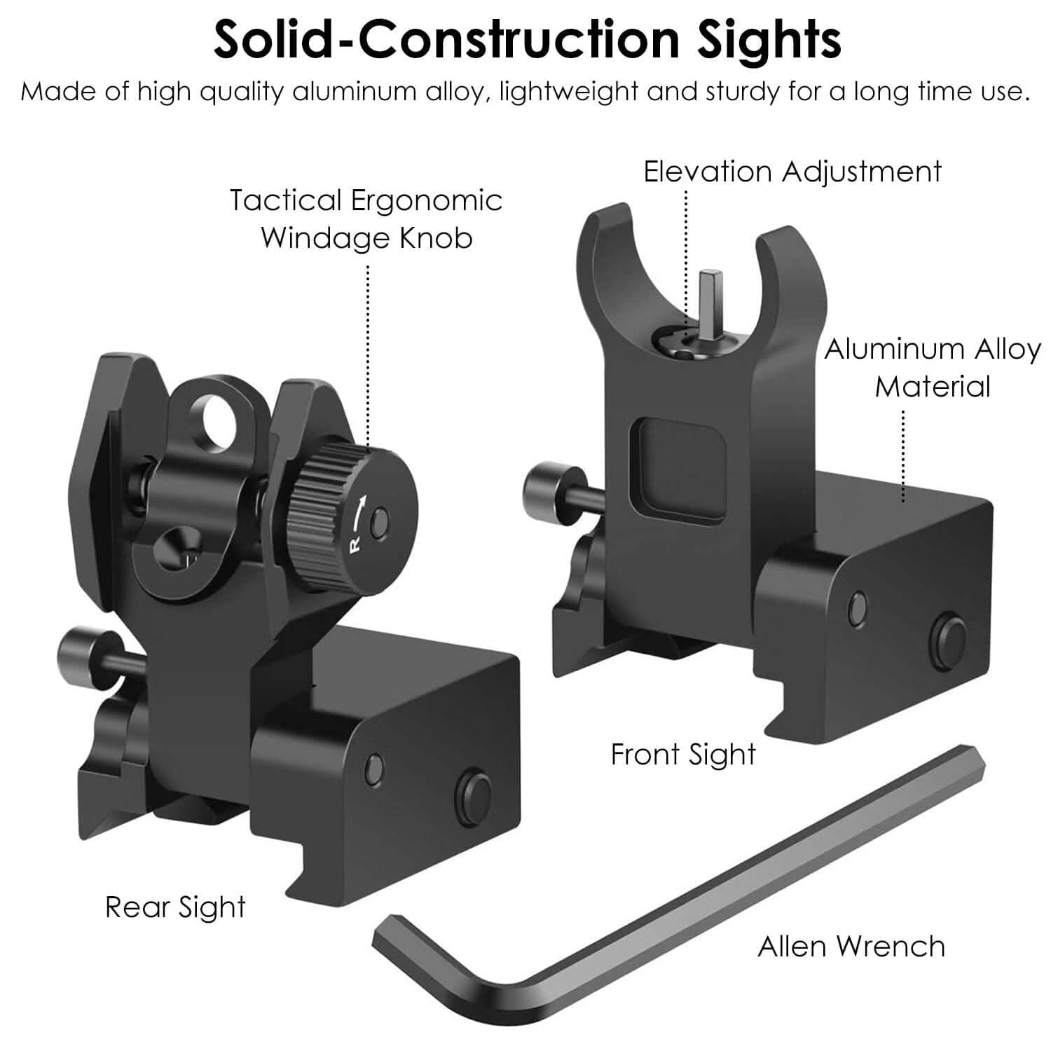 Flip Up Rear Front Aluminum Alloy Tactical Sight Set Tactical & Self Defense - Tophatter Daily Deals