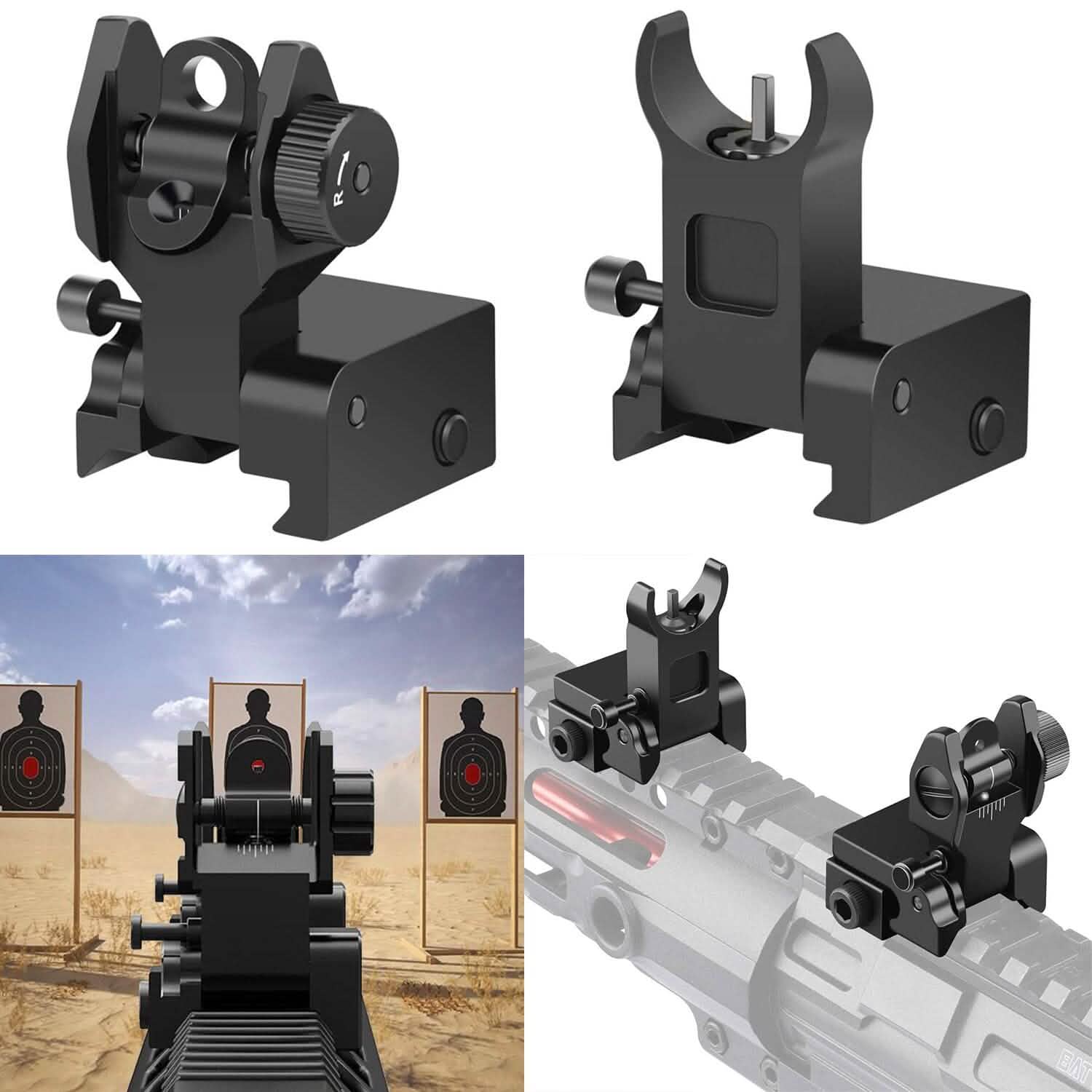 Flip Up Rear Front Aluminum Alloy Tactical Sight Set Tactical & Self Defense - Tophatter Daily Deals