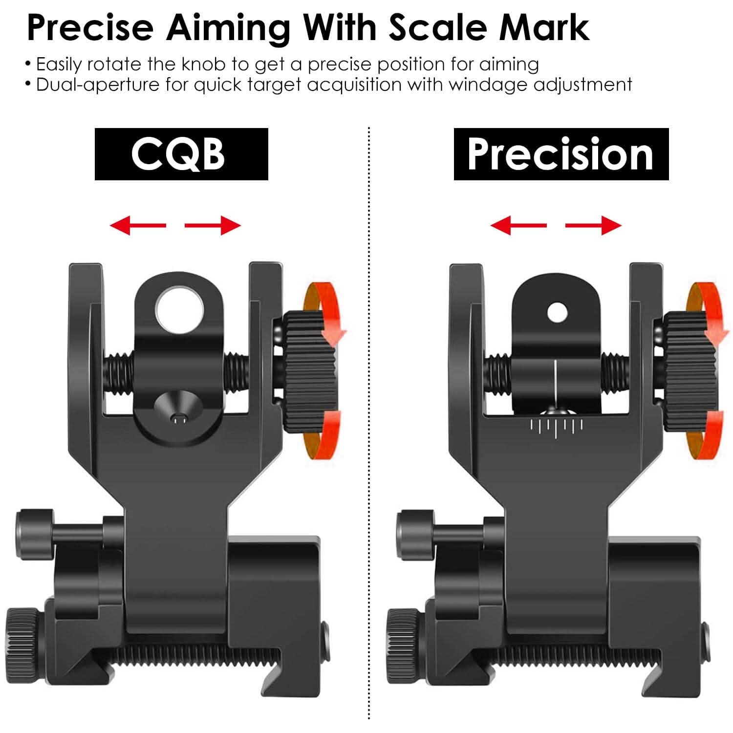 Flip Up Rear Front Aluminum Alloy Tactical Sight Set Tactical & Self Defense - Tophatter Daily Deals