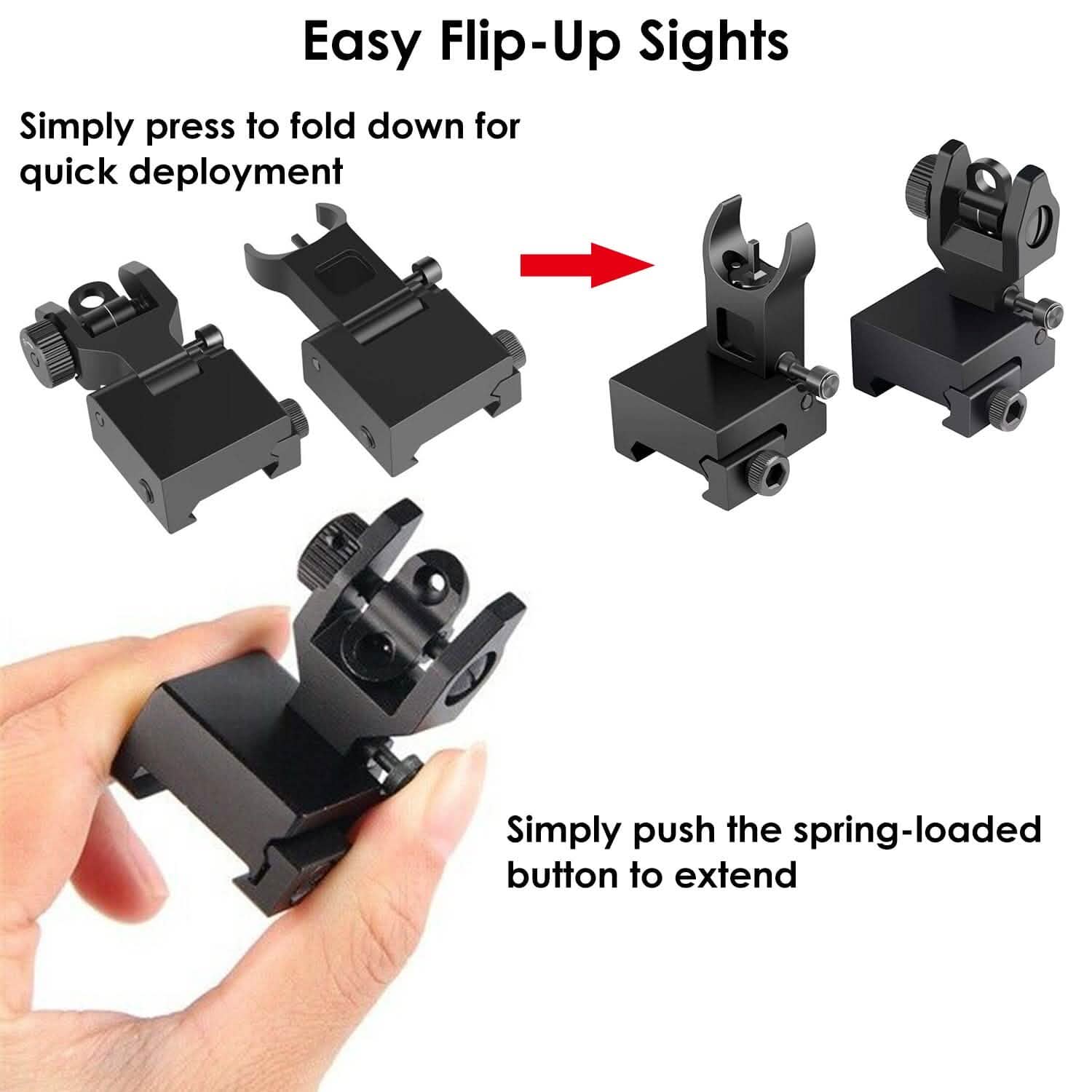 Flip Up Rear Front Aluminum Alloy Tactical Sight Set Tactical & Self Defense - Tophatter Daily Deals