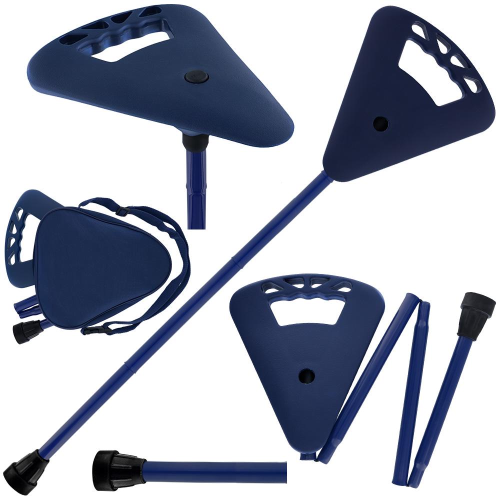 Flipstick Straight Folding Seat Cane Blue w/ Blue Bag - Non-Adjustable Sitting Canes - Tophatter Daily Deals