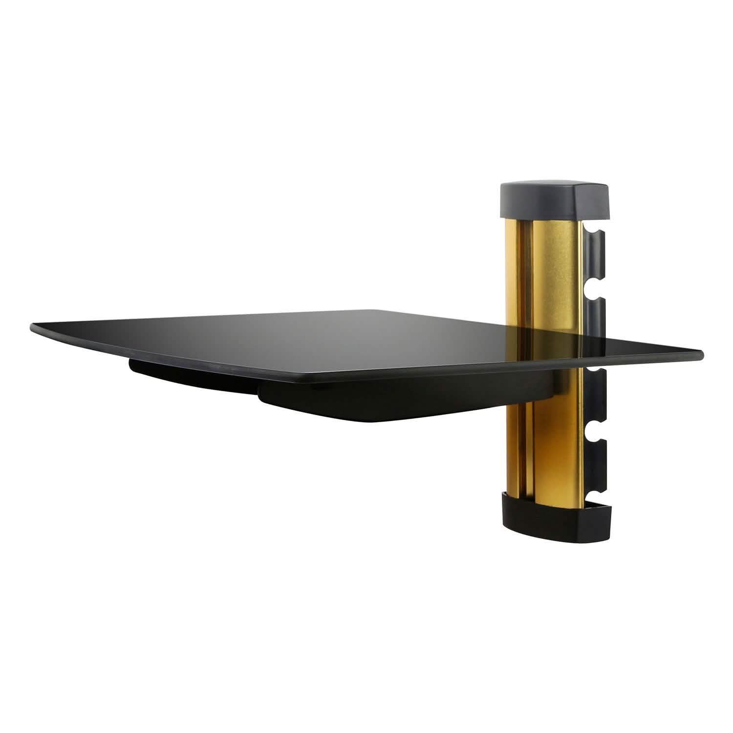 Floating Wall Mounted Strengthened Tempered Glass Shelf Gold Everything Else - Tophatter Daily Deals