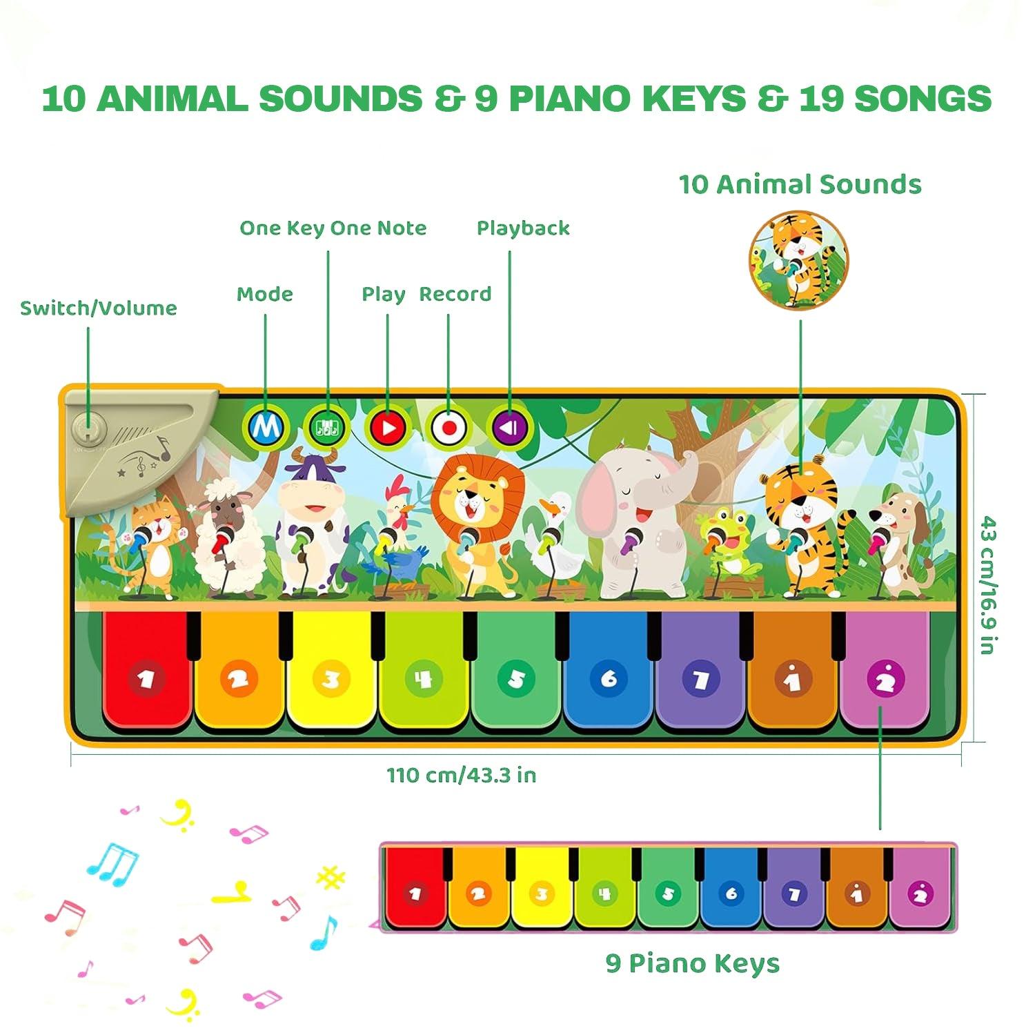 Floor Keyboard Mat Piano - Musical Play Mat with 9 Piano Key Dance Mat Built in 19 Sounds & Recording Function for Toddlers Birthday Gifts Baby & Toddler - Tophatter Daily Deals