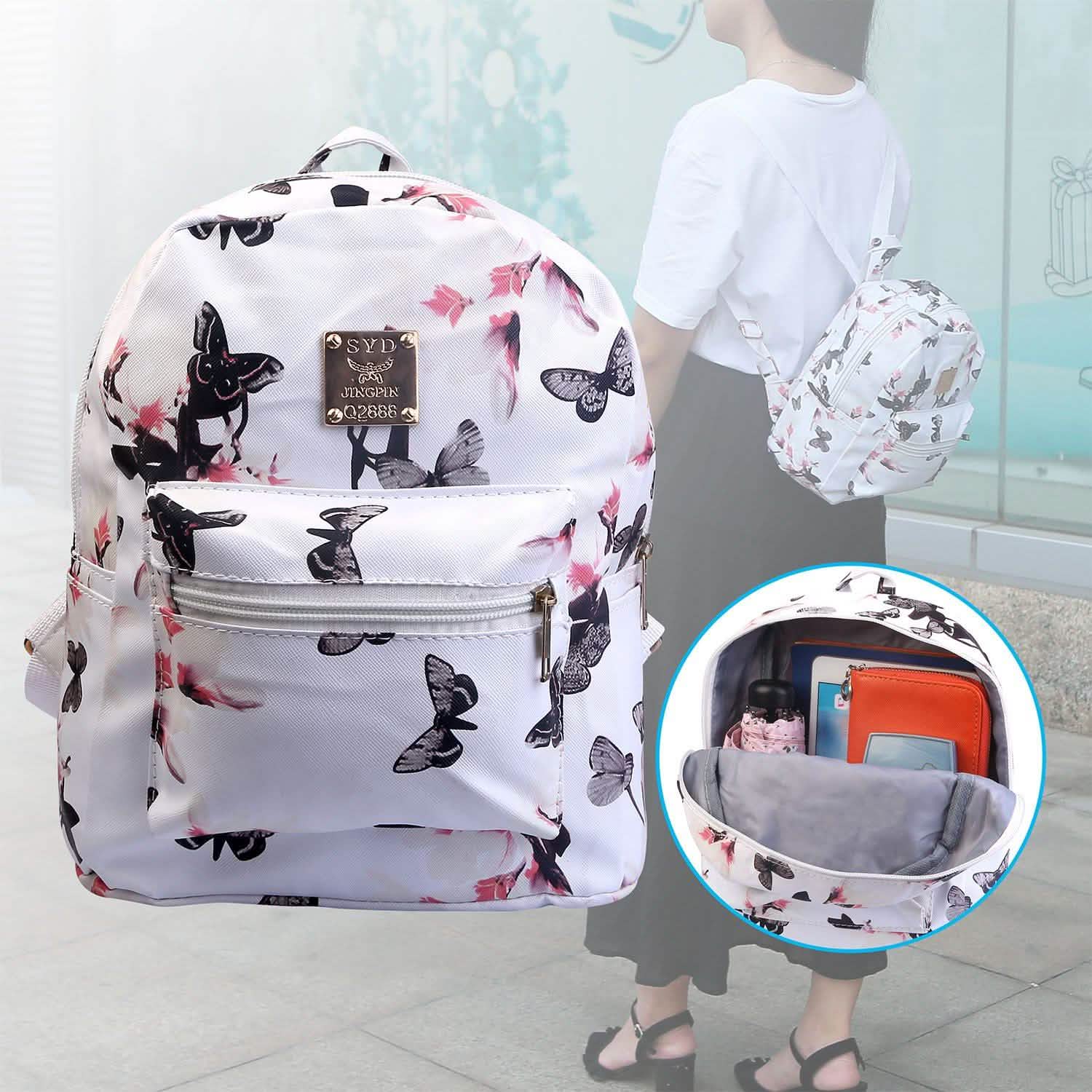 Floral Print Backpack Waterproof Knapsack Handbags & Wallets - Tophatter Daily Deals