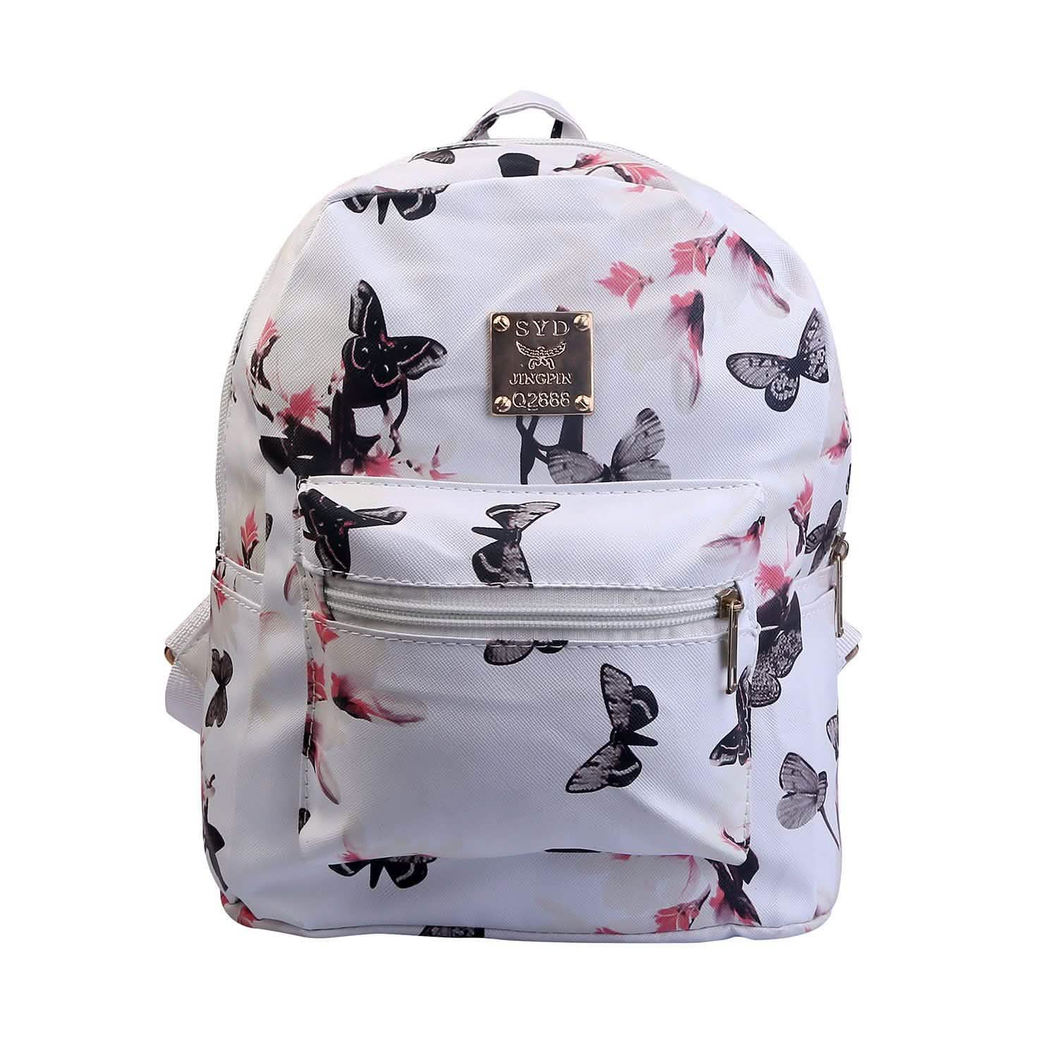 Floral Print Backpack Waterproof Knapsack White Handbags & Wallets - Tophatter Daily Deals