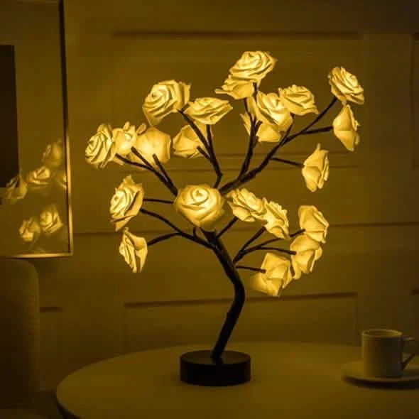 Flower Rose Tree Lamp Yellow Indoor Lighting - Tophatter Daily Deals