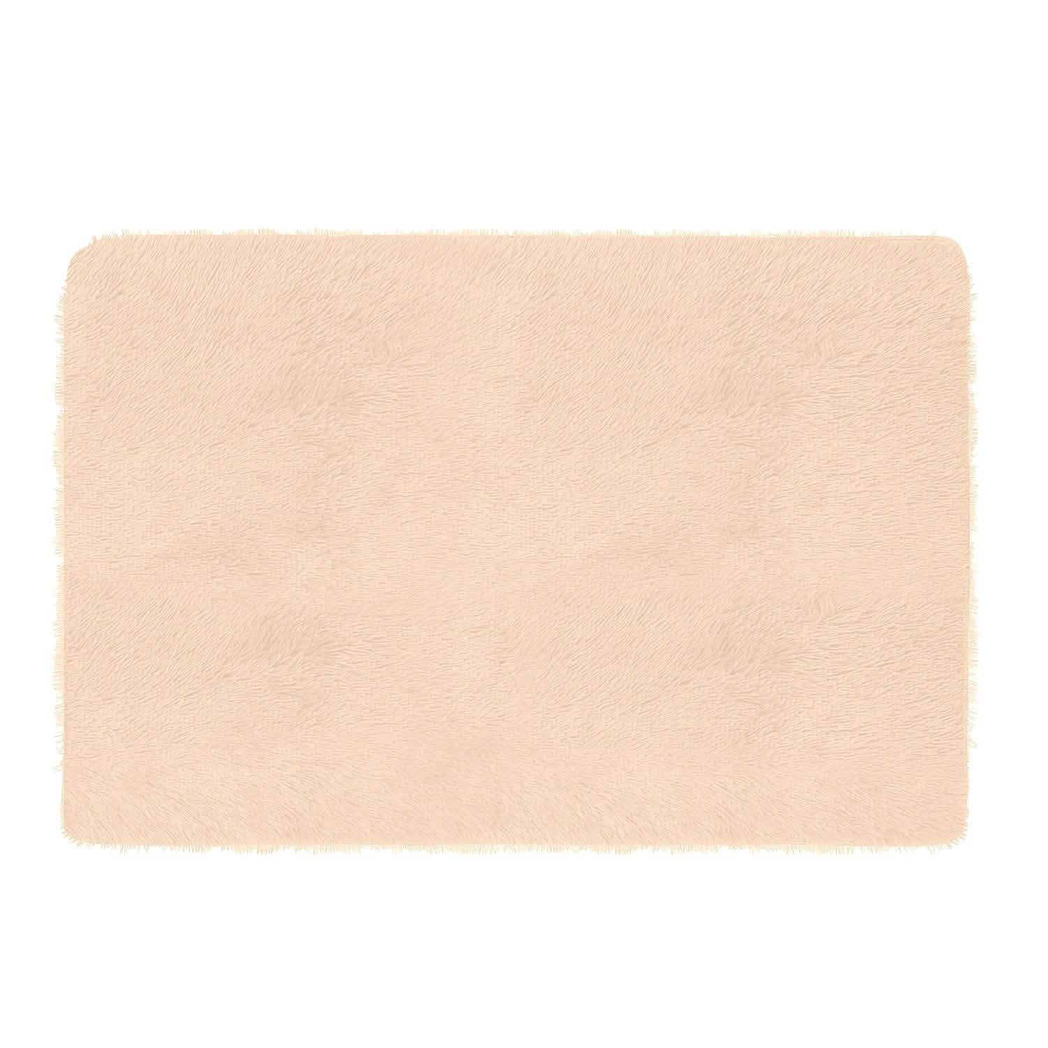 Fluffy Bedroom Anti-Skid Rug Beige Furniture & Decor - Tophatter Daily Deals