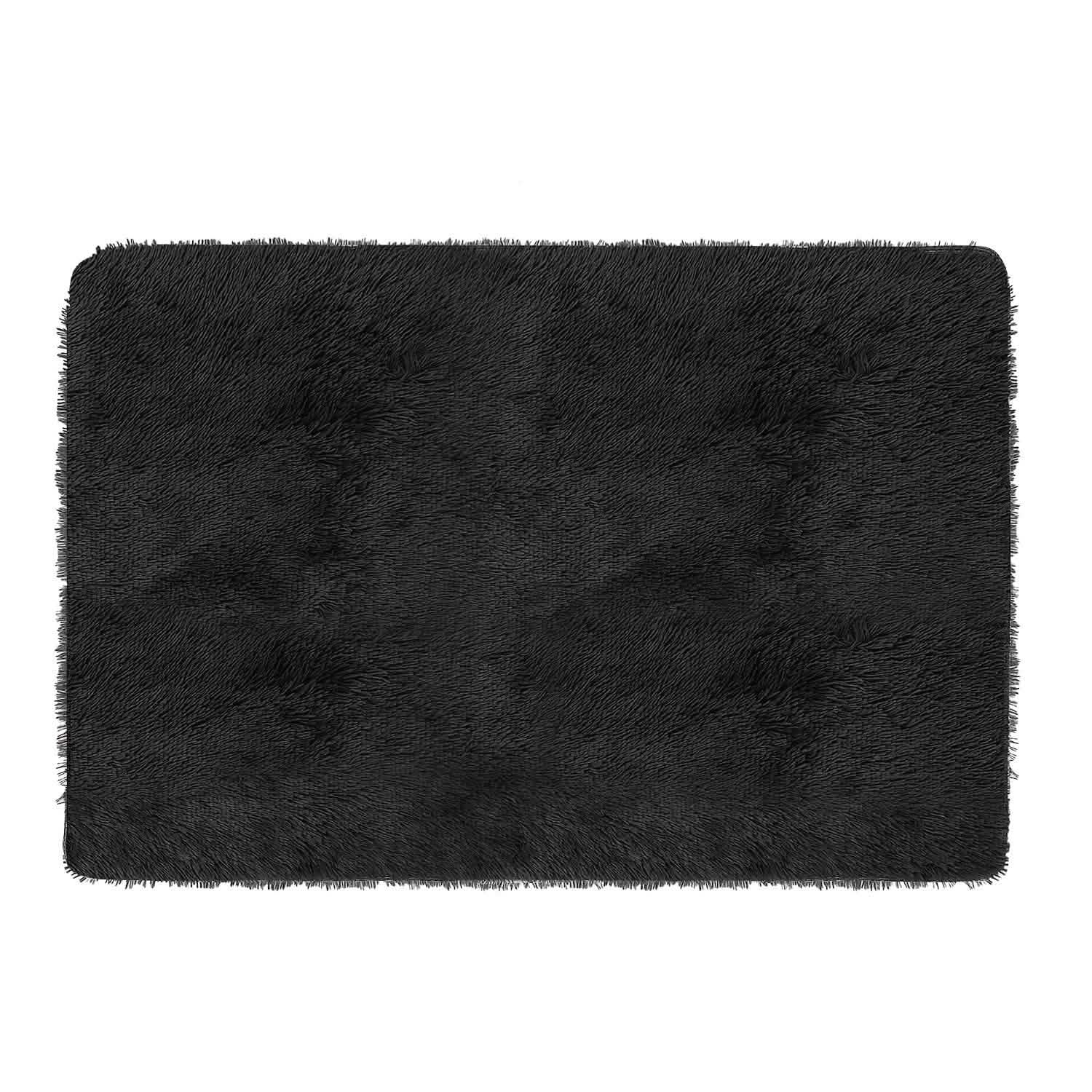 Fluffy Bedroom Anti-Skid Rug Black Furniture & Decor - Tophatter Daily Deals