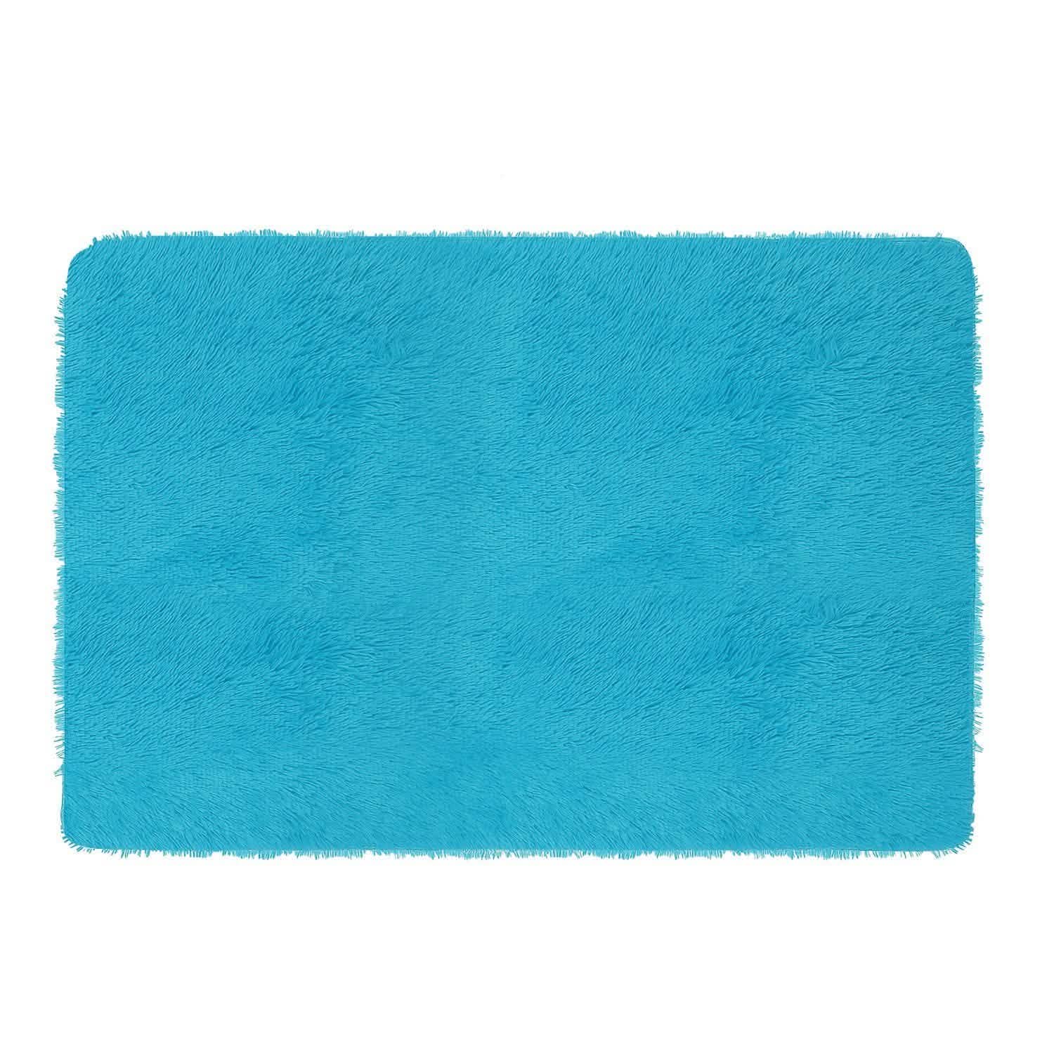 Fluffy Bedroom Anti-Skid Rug Blue Furniture & Decor - Tophatter Daily Deals