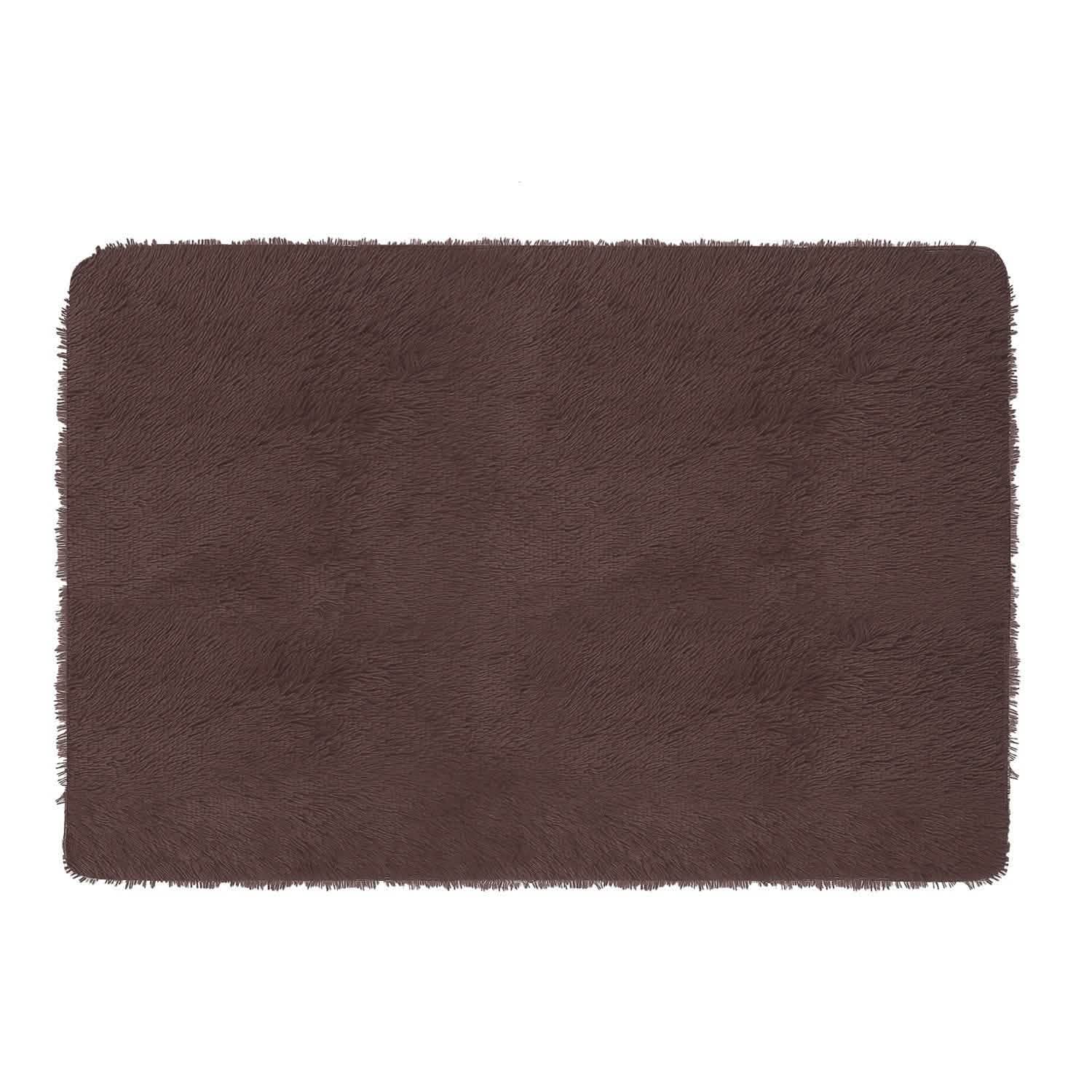 Fluffy Bedroom Anti-Skid Rug Brown Furniture & Decor - Tophatter Daily Deals