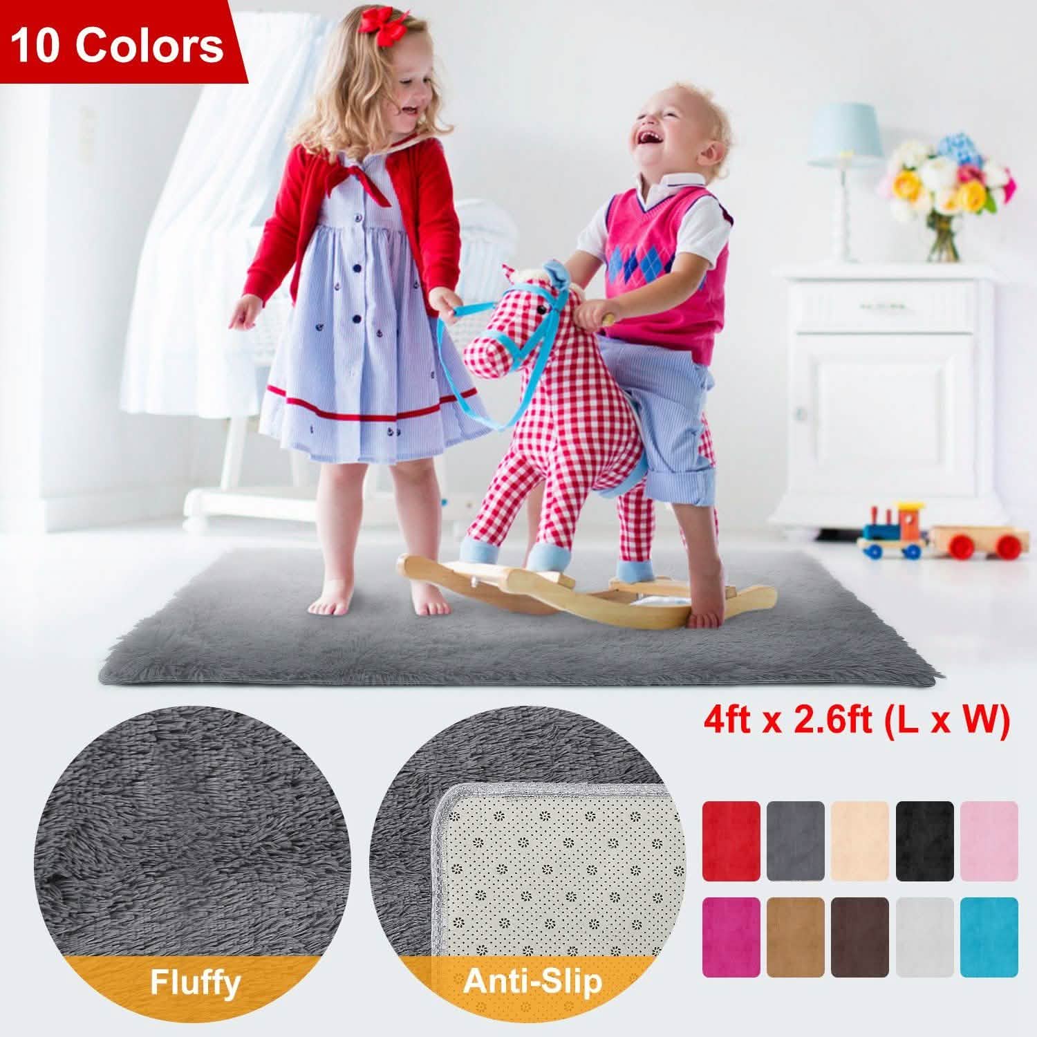 Fluffy Bedroom Anti-Skid Rug Furniture & Decor - Tophatter Daily Deals