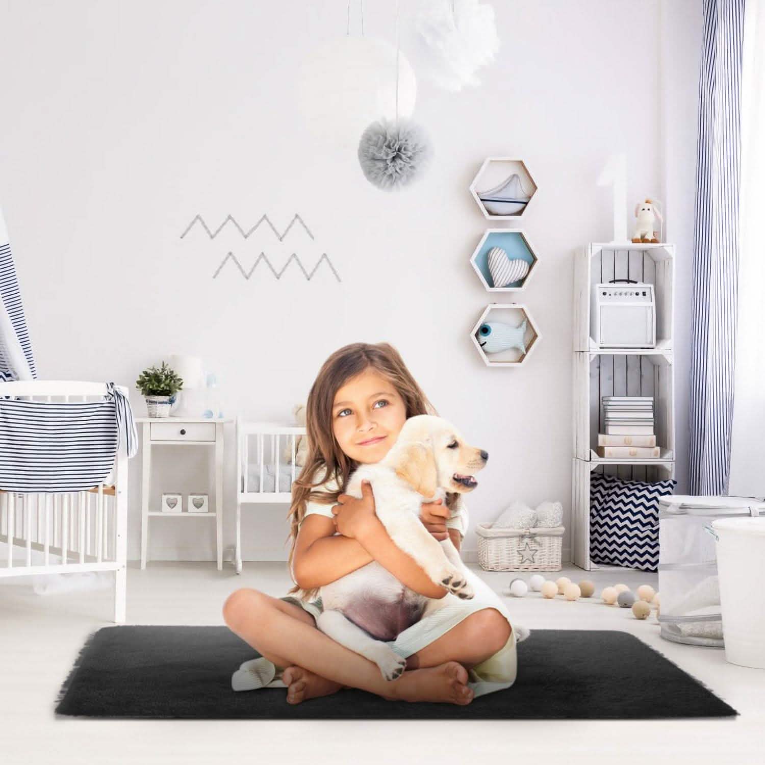 Fluffy Bedroom Anti-Skid Rug Furniture & Decor - Tophatter Daily Deals