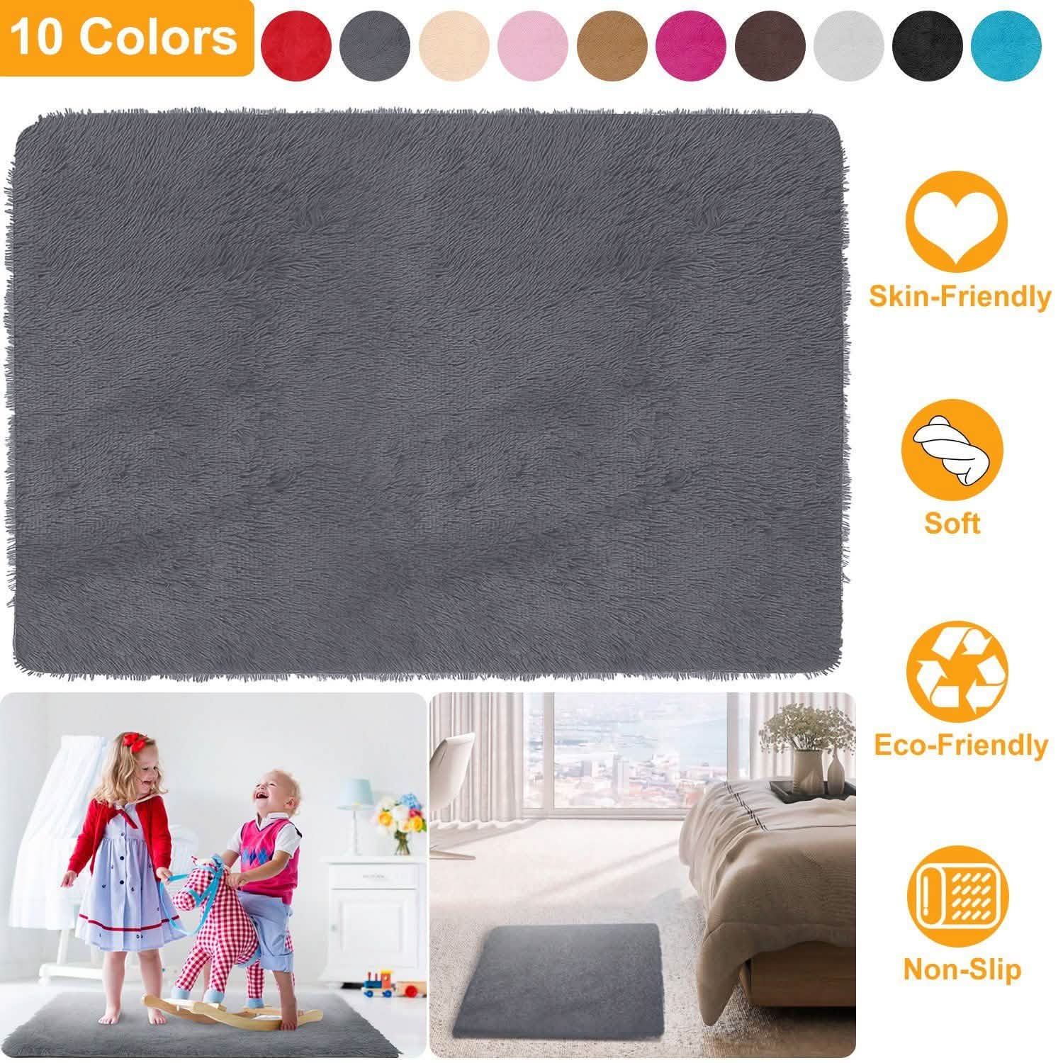 Fluffy Bedroom Anti-Skid Rug Furniture & Decor - Tophatter Daily Deals