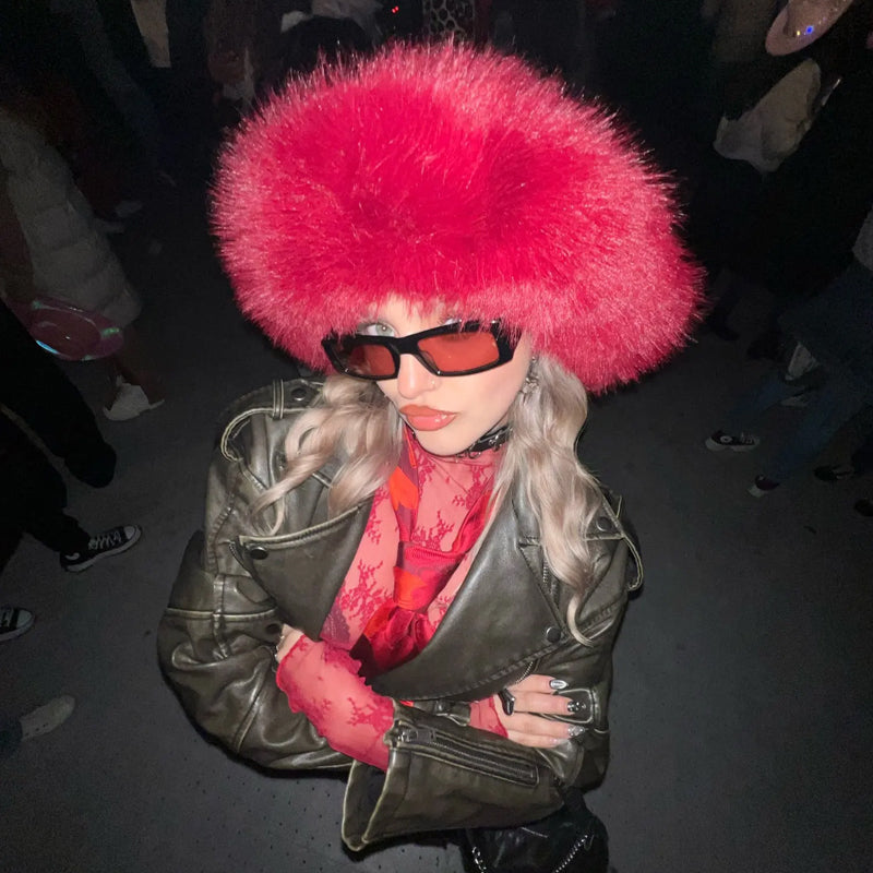 Fluffy Faux Fur Warm Thick Plush Women Cap - Tophatter Daily Deals