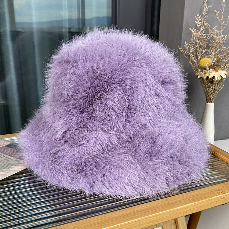 Fluffy Faux Fur Warm Thick Plush Women Purple Cap - Tophatter Daily Deals