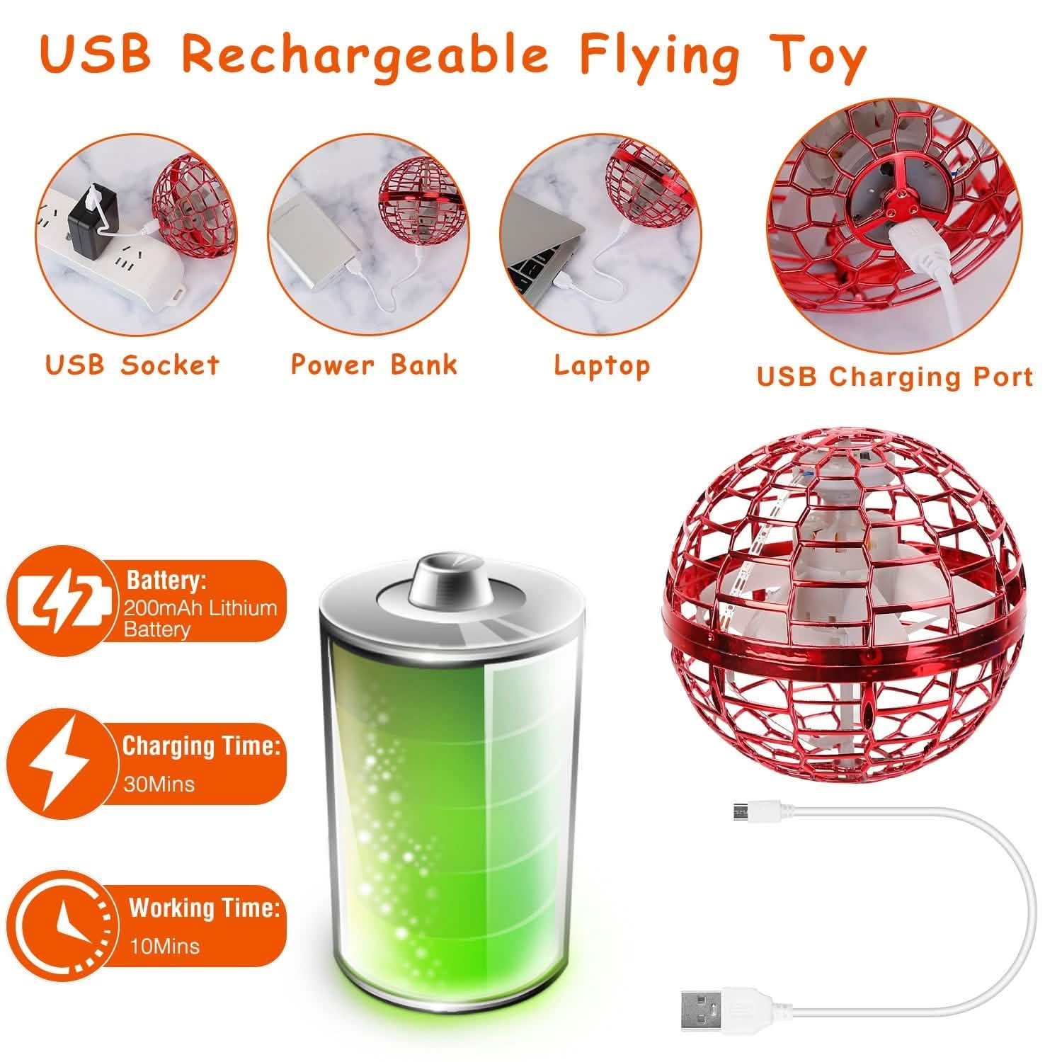Flying Ball Toys 360¬∞ Rotating Hand Controlled Flying Orb Hover Ball with RGB Lights Toys & Games - Tophatter Daily Deals