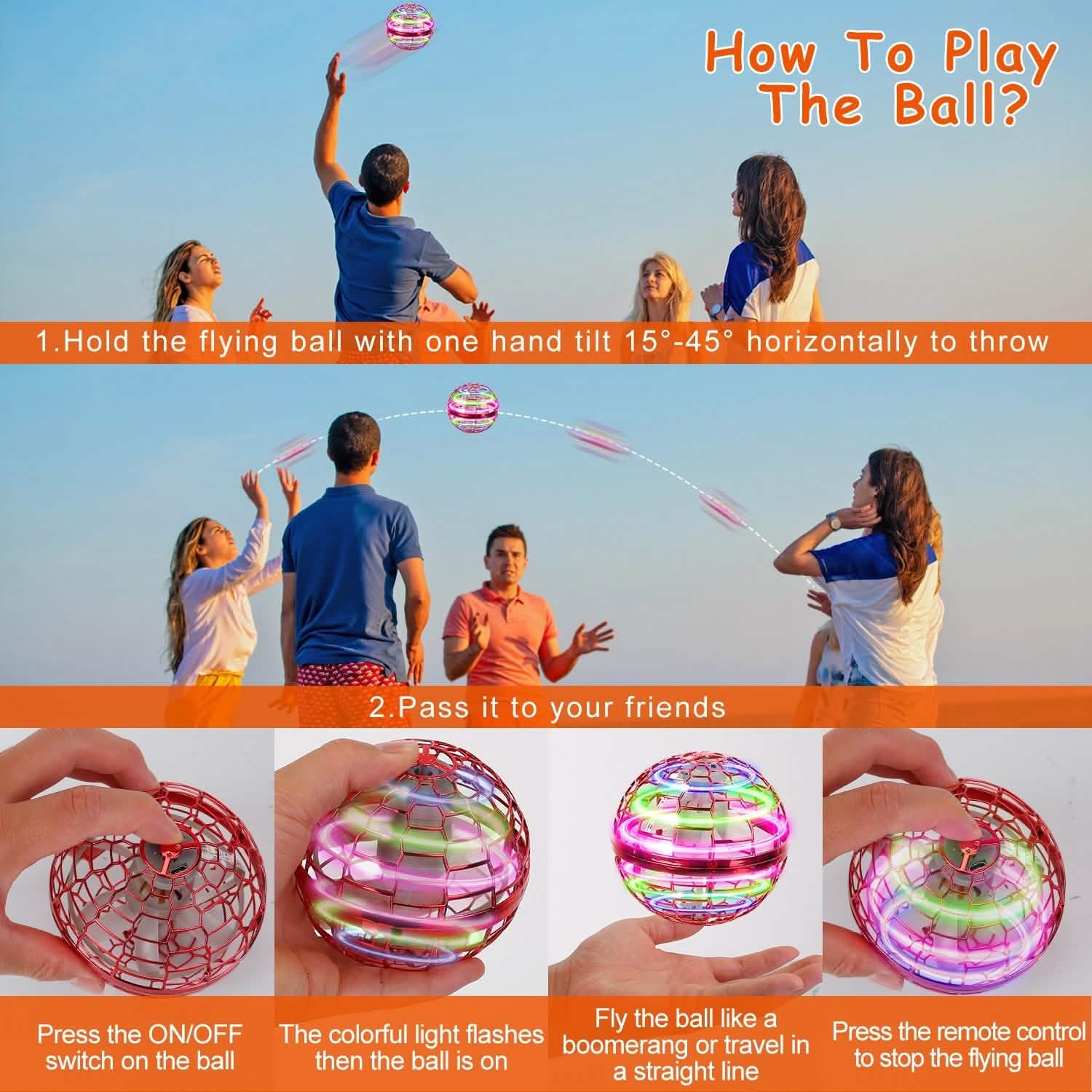 Flying Ball Toys 360¬∞ Rotating Hand Controlled Flying Orb Hover Ball with RGB Lights Toys & Games - Tophatter Daily Deals