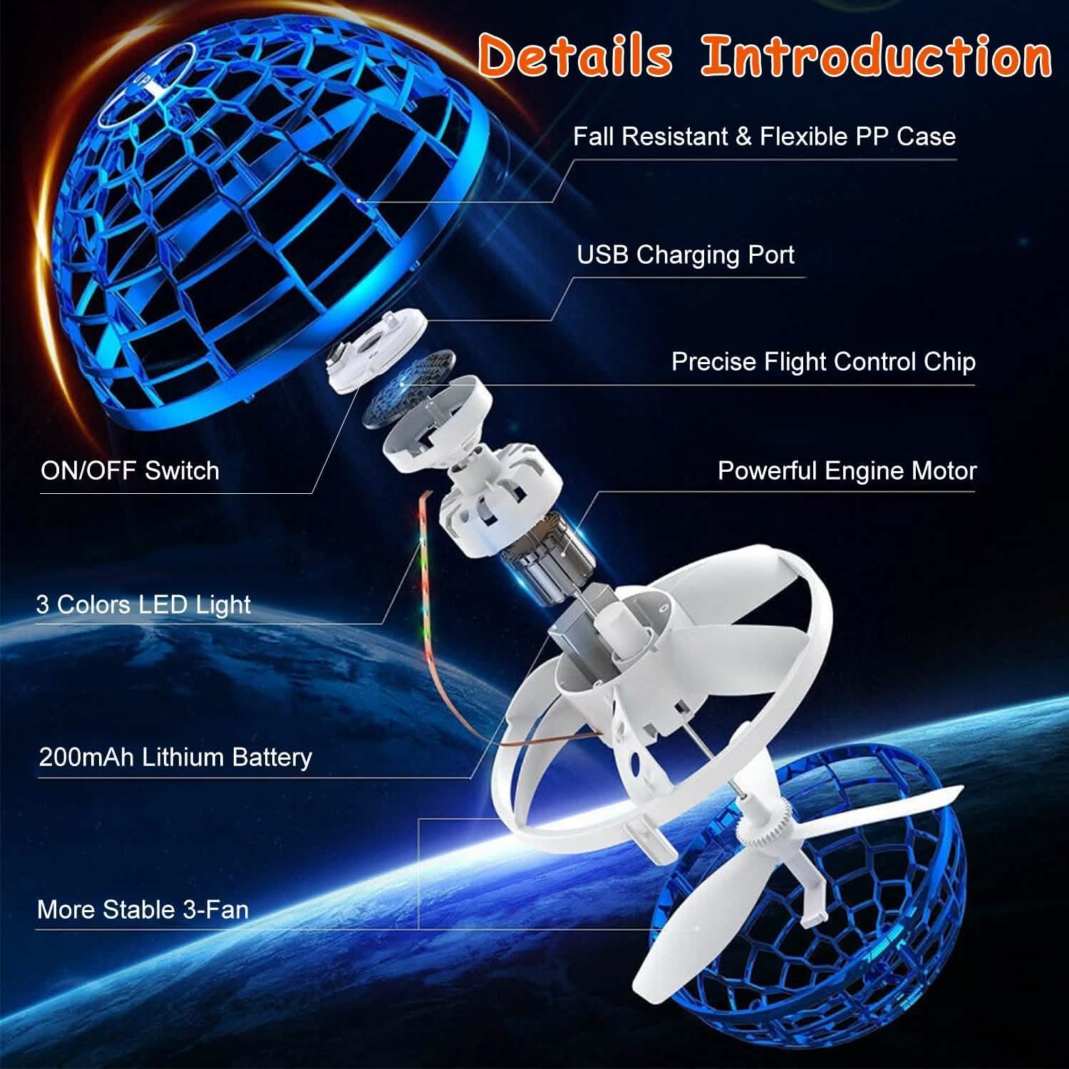 Flying Ball Toys 360¬∞ Rotating Hand Controlled Flying Orb Hover Ball with RGB Lights Toys & Games - Tophatter Daily Deals