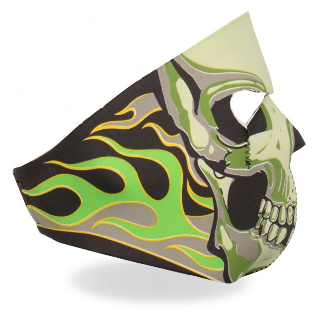 Hot Leathers Green Goblin Skull Neoprene Face Mask Neon Flames Face Mask Neoprene - Tophatter Daily Deals
