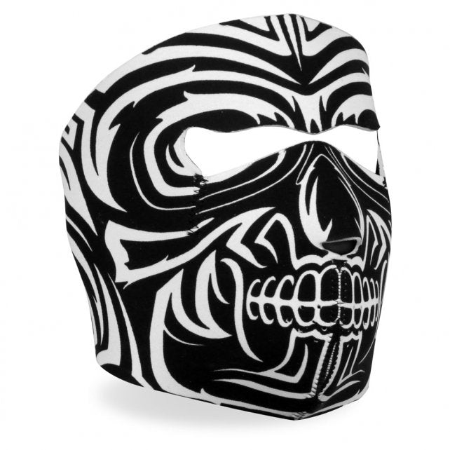Hot Leathers Design Skull Neoprene Face Mask Black & White Tribal Face Mask Neoprene - Tophatter Daily Deals