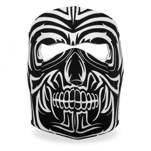 Hot Leathers Design Skull Neoprene Face Mask Black & White Tribal Face Mask Neoprene - Tophatter Daily Deals