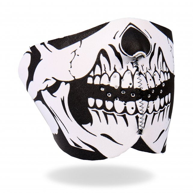 Hot Leathers Neoprene Skull 1/2 Mask - Black and White Face Mask Face Mask Neoprene - Tophatter Daily Deals