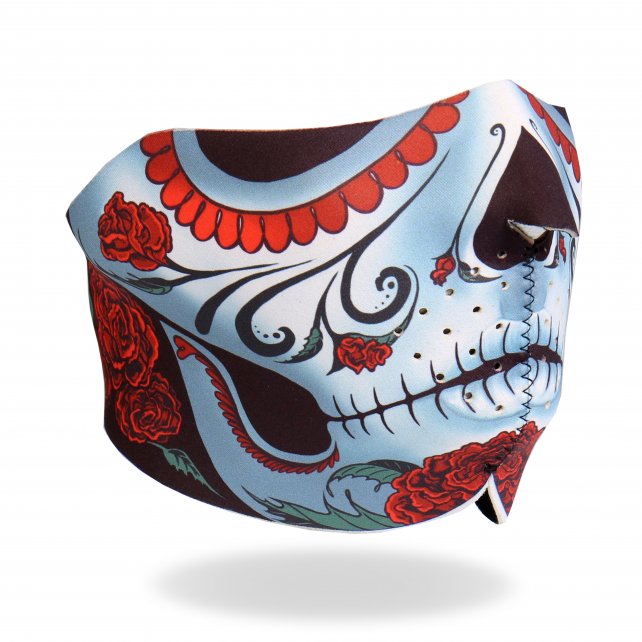 Hot Leathers Sugar Woman Calavera Neoprene 1/2 Face Mask w/ Roses Face Mask Neoprene - Tophatter Daily Deals