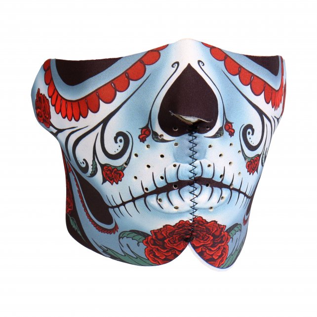 Hot Leathers Sugar Woman Calavera Neoprene 1/2 Face Mask w/ Roses Face Mask Neoprene - Tophatter Daily Deals
