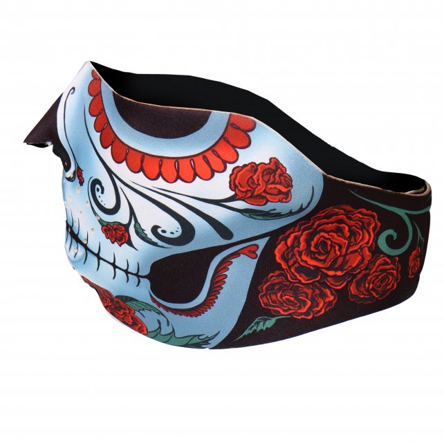 Hot Leathers Sugar Woman Calavera Neoprene 1/2 Face Mask w/ Roses Face Mask Neoprene - Tophatter Daily Deals