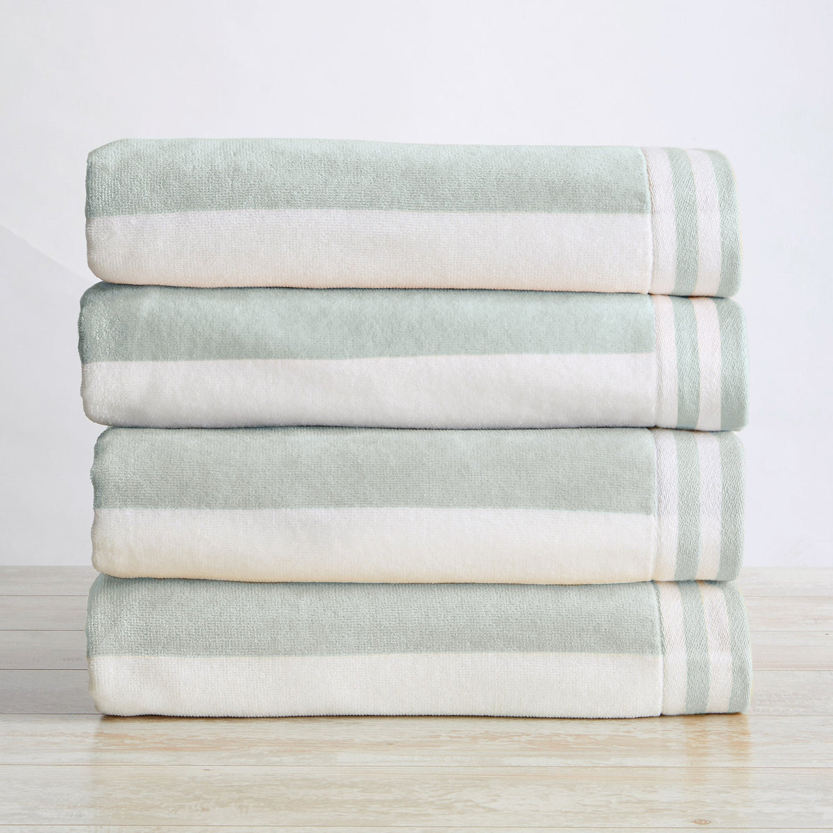 Striped Cabana Beach Towel - Edgartown Collection 4 Pack- 30" x 60" Seafoam Bath - Tophatter Daily Deals