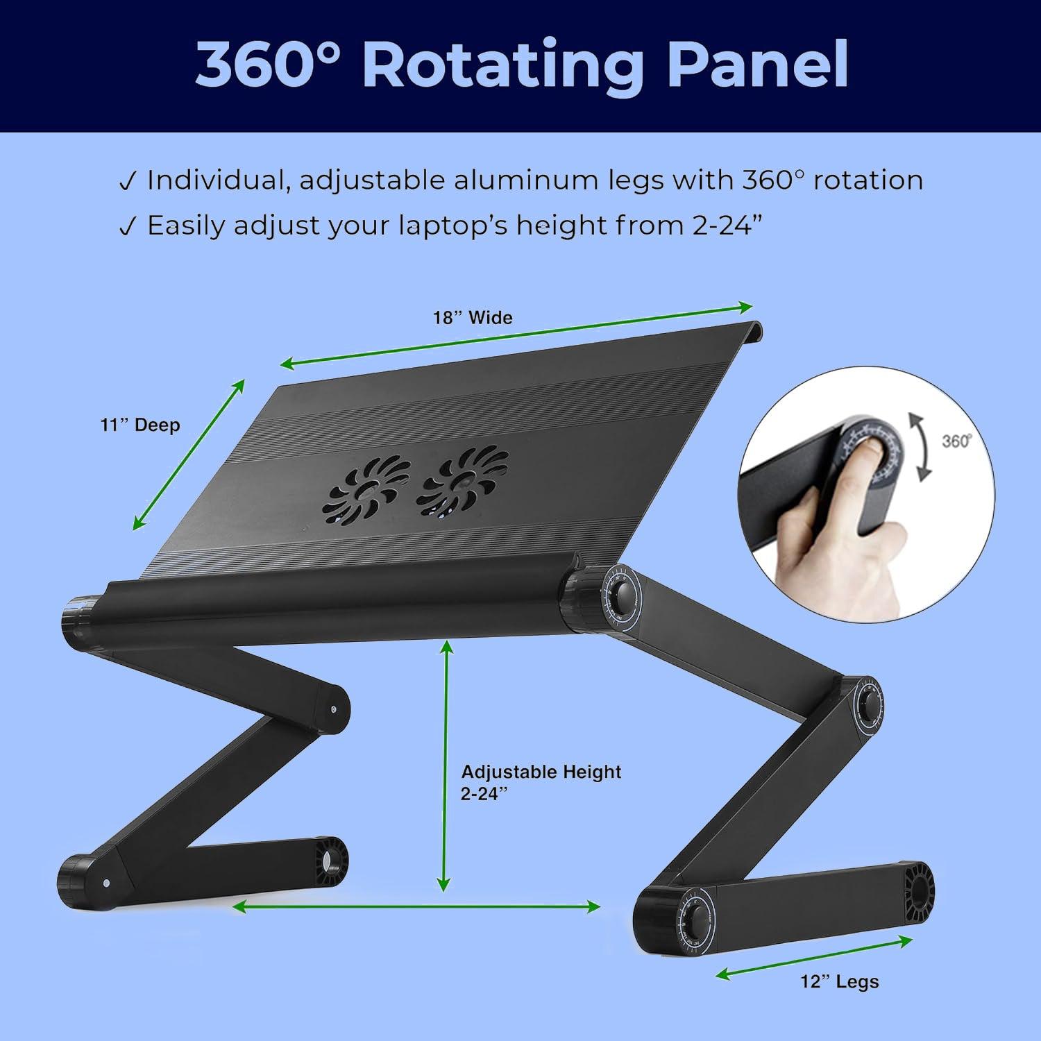 Laptop Stands Portable - Folding Laptop Desk Table Bed Adjustable Portable Stand Tray Furniture With Fan Accessories - Tophatter Daily Deals