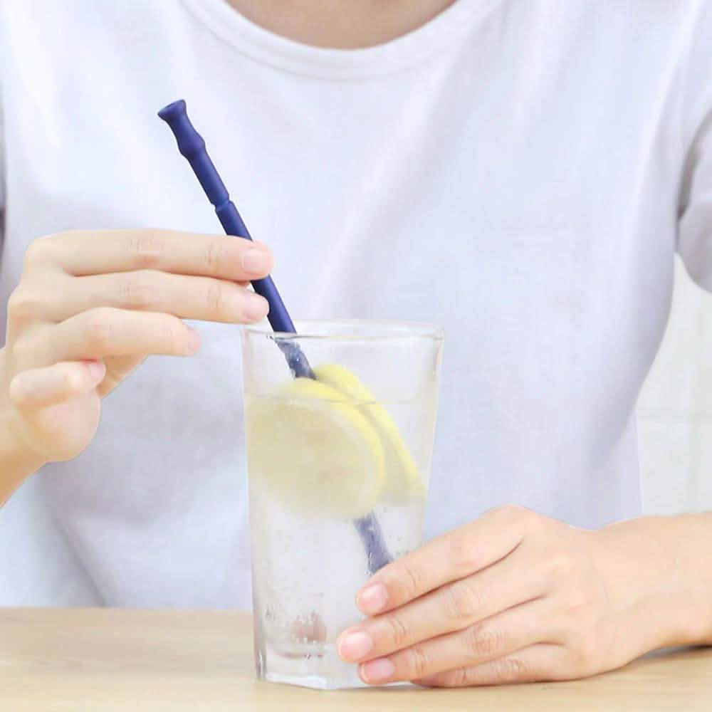 Foldable and Reusable Silicone Drinking Straw with Case Wine & Dining - Tophatter Daily Deals