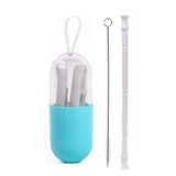 Foldable and Reusable Silicone Drinking Straw with Case Gray Wine & Dining - Tophatter Daily Deals
