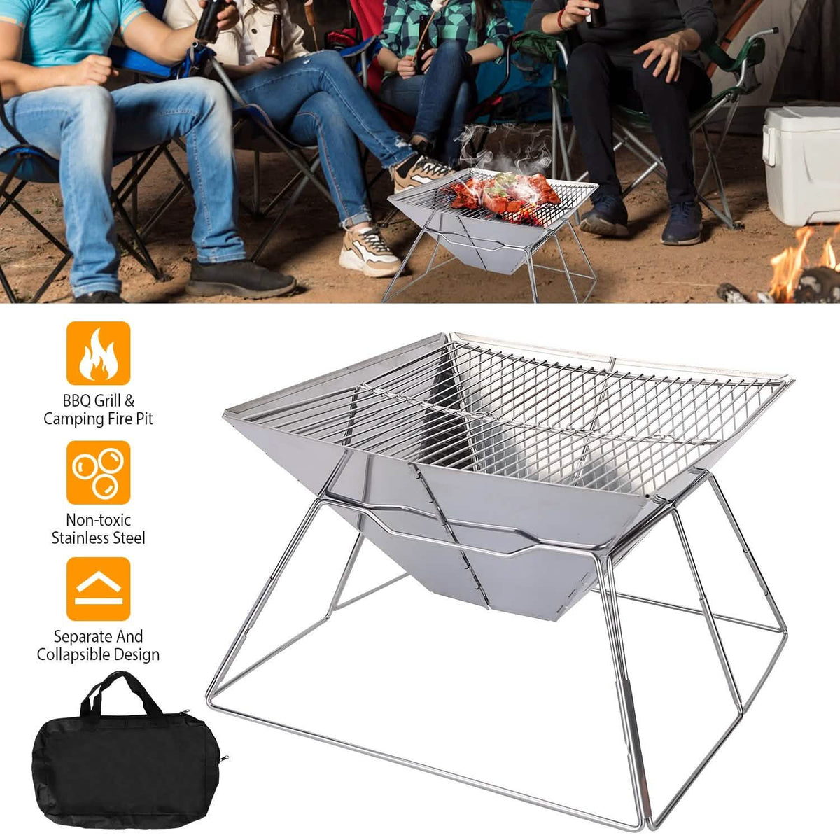 Foldable BBQ Grill Outdoor Recreation - Tophatter Daily Deals