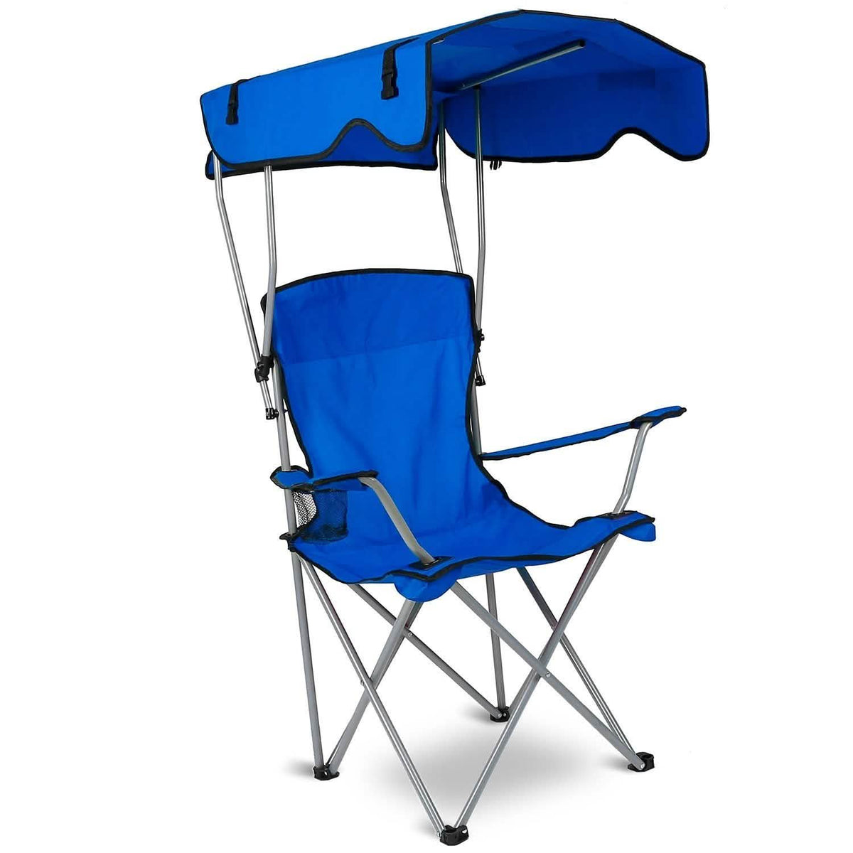 Foldable Beach Canopy Chair Sun Protection with Cup Holder Blue Outdoor Recreation - Tophatter Daily Deals