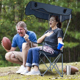 Foldable Beach Canopy Chair Sun Protection with Cup Holder Outdoor Recreation - Tophatter Daily Deals