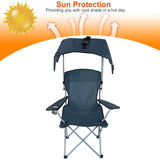 Foldable Beach Canopy Chair Sun Protection with Cup Holder Outdoor Recreation - Tophatter Daily Deals