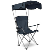 Foldable Beach Canopy Chair Sun Protection with Cup Holder Navy Outdoor Recreation - Tophatter Daily Deals