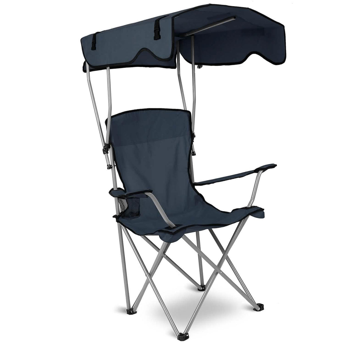 Foldable Beach Canopy Chair Sun Protection with Cup Holder Navy Outdoor Recreation - Tophatter Daily Deals