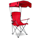 Foldable Beach Canopy Chair Sun Protection with Cup Holder Red Outdoor Recreation - Tophatter Daily Deals