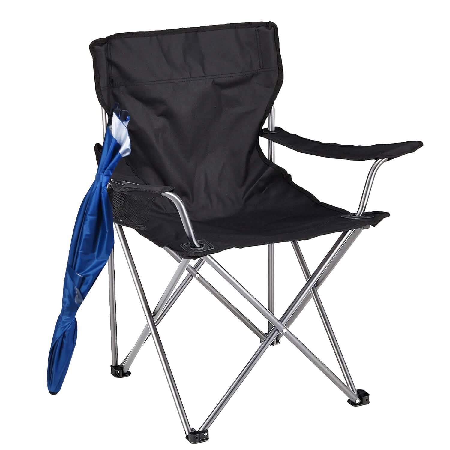 Foldable Beach Chair with Detachable Armrest Adjustable Canopy Stool with Cup Holder Outdoor Recreation - Tophatter Daily Deals