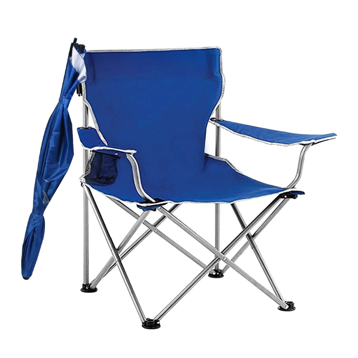 Foldable Beach Chair with Detachable Armrest Adjustable Canopy Stool with Cup Holder Outdoor Recreation - Tophatter Daily Deals