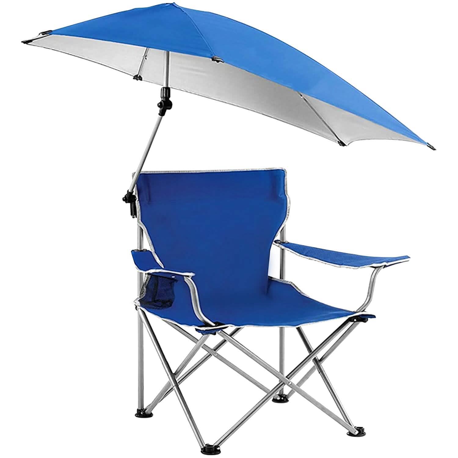Foldable Beach Chair with Detachable Armrest Adjustable Canopy Stool with Cup Holder Outdoor Recreation - Tophatter Daily Deals