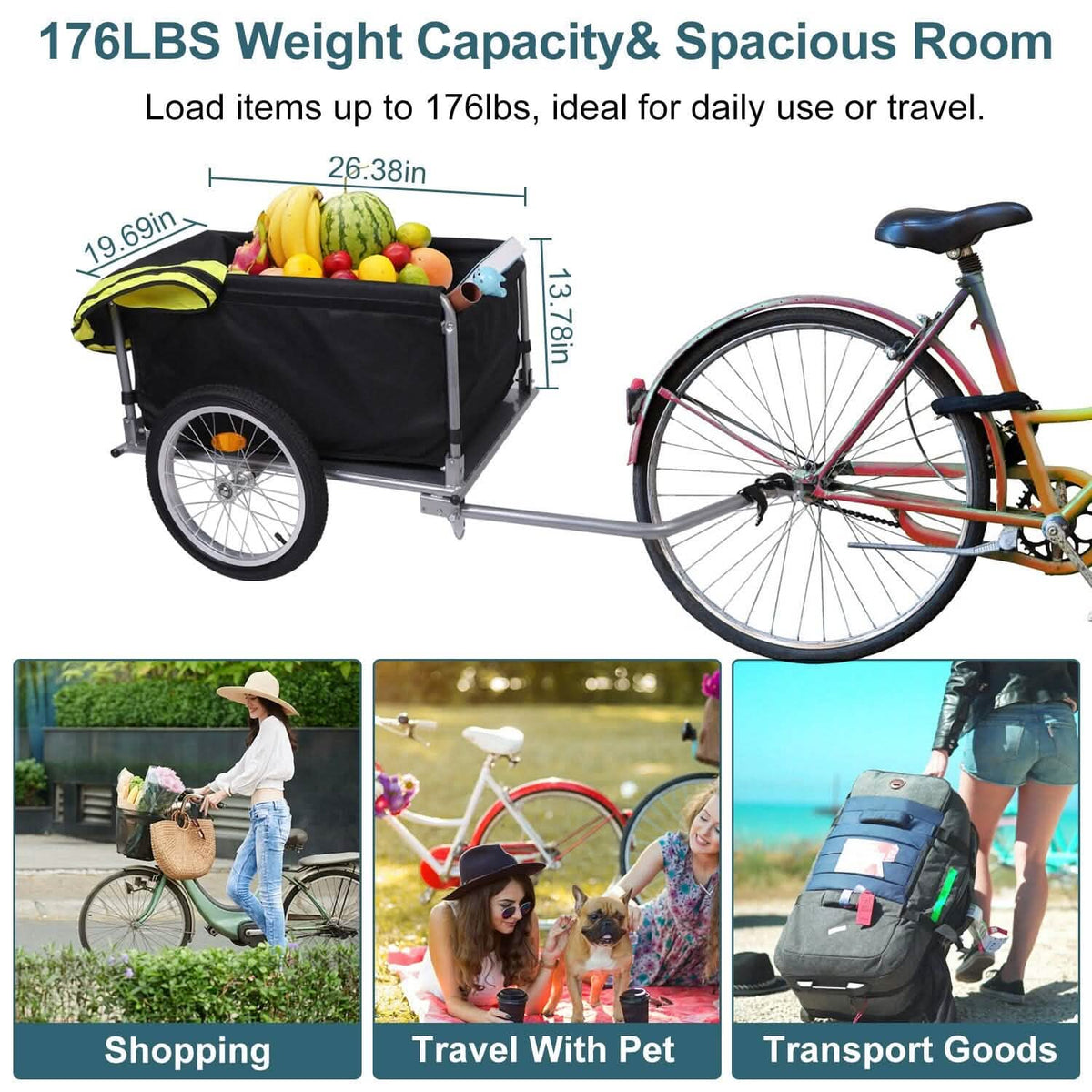 Foldable Bicycle Cargo Wagon Trailer Outdoor Recreation - Tophatter Daily Deals