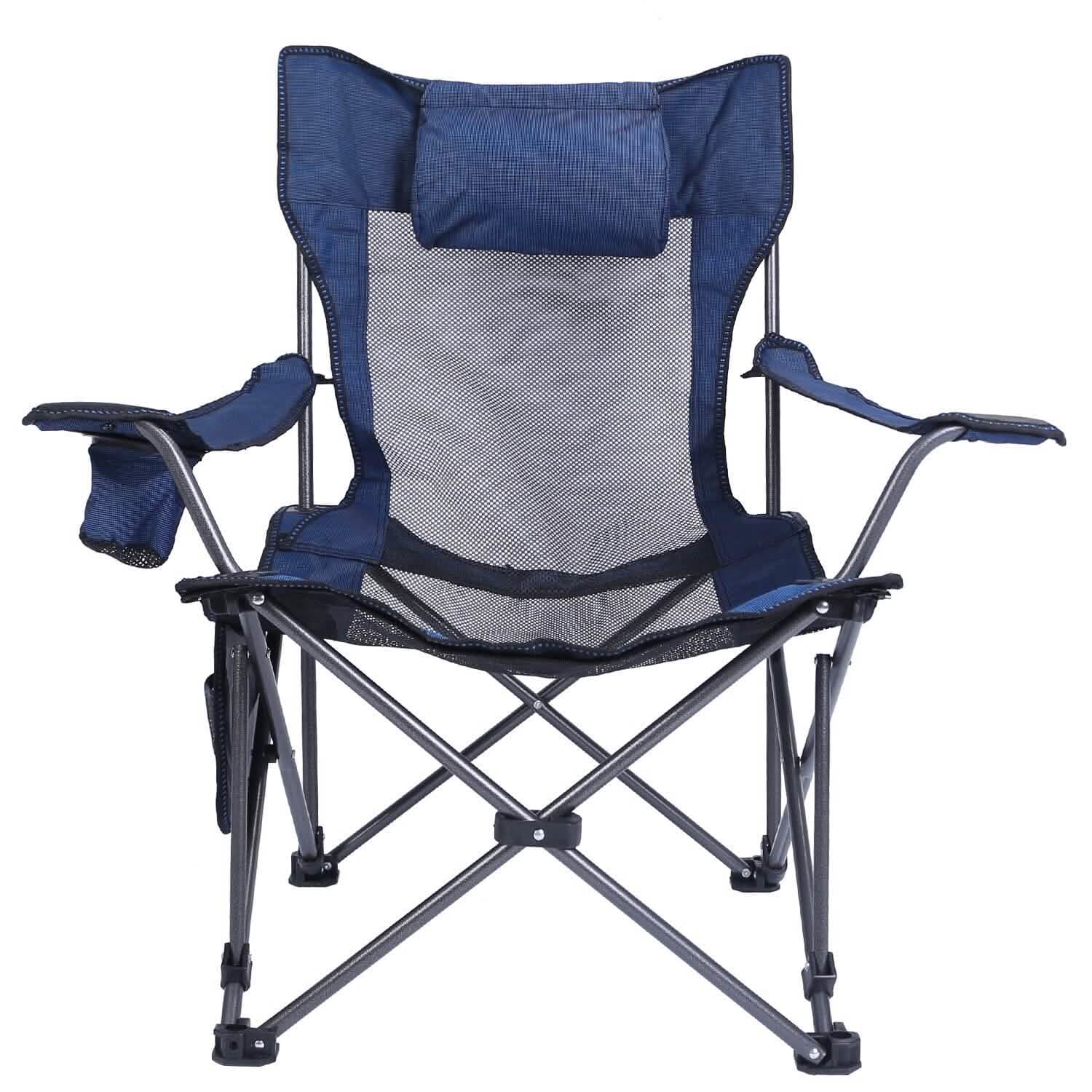 Foldable Camping Chair Heavy Duty Steel Lawn Chair with Reclining Backrest Angle Outdoor Recreation - Tophatter Daily Deals