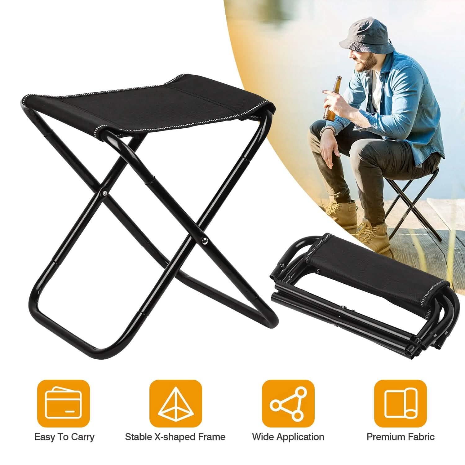 Foldable Camping Stool Portable Travel Chair Outdoor Recreation - Tophatter Daily Deals