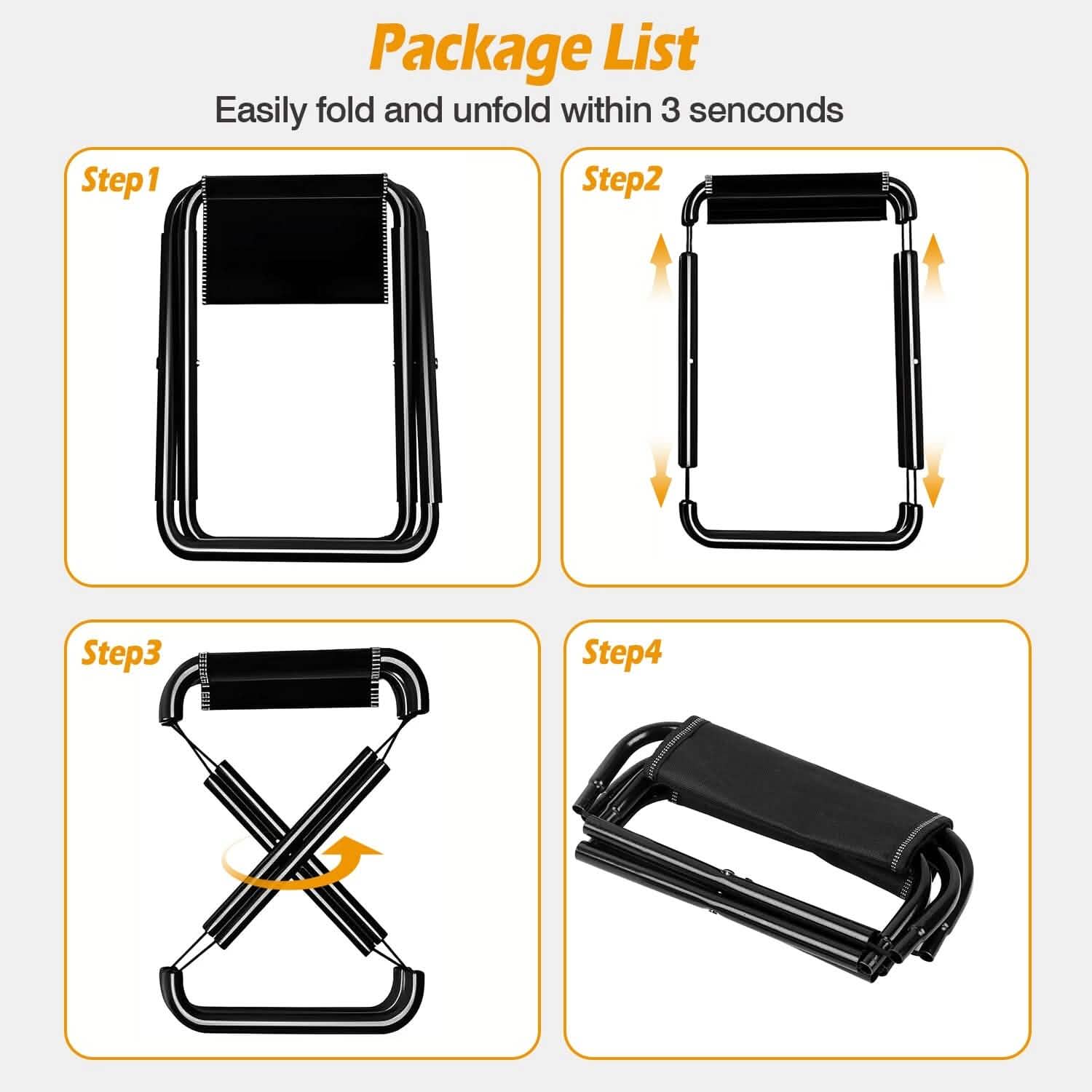 Foldable Camping Stool Portable Travel Chair Outdoor Recreation - Tophatter Daily Deals