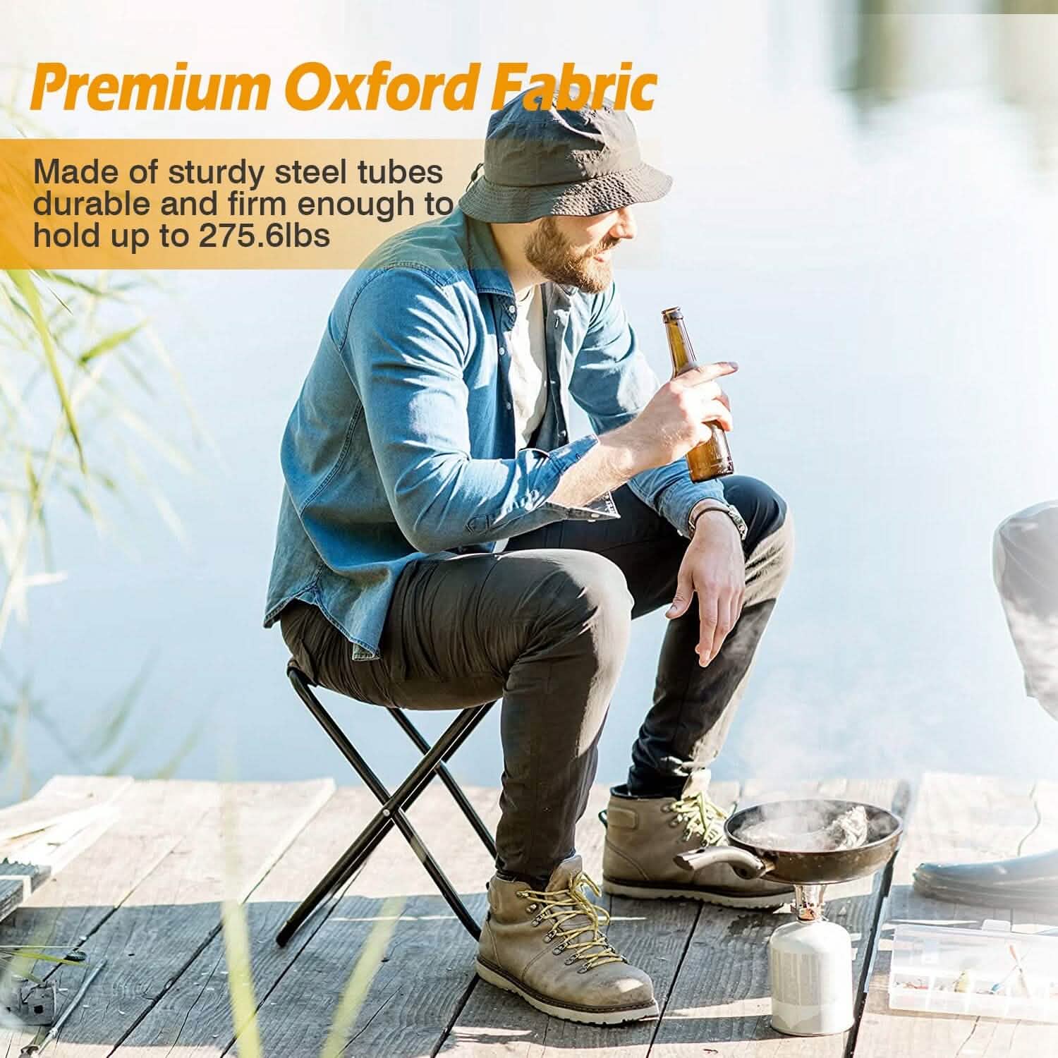 Foldable Camping Stool Portable Travel Chair Outdoor Recreation - Tophatter Daily Deals