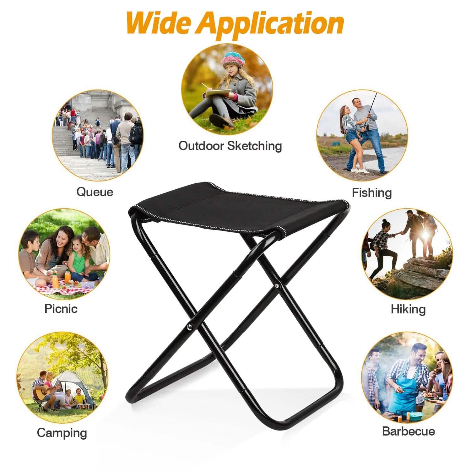 Foldable Camping Stool Portable Travel Chair Outdoor Recreation - Tophatter Daily Deals